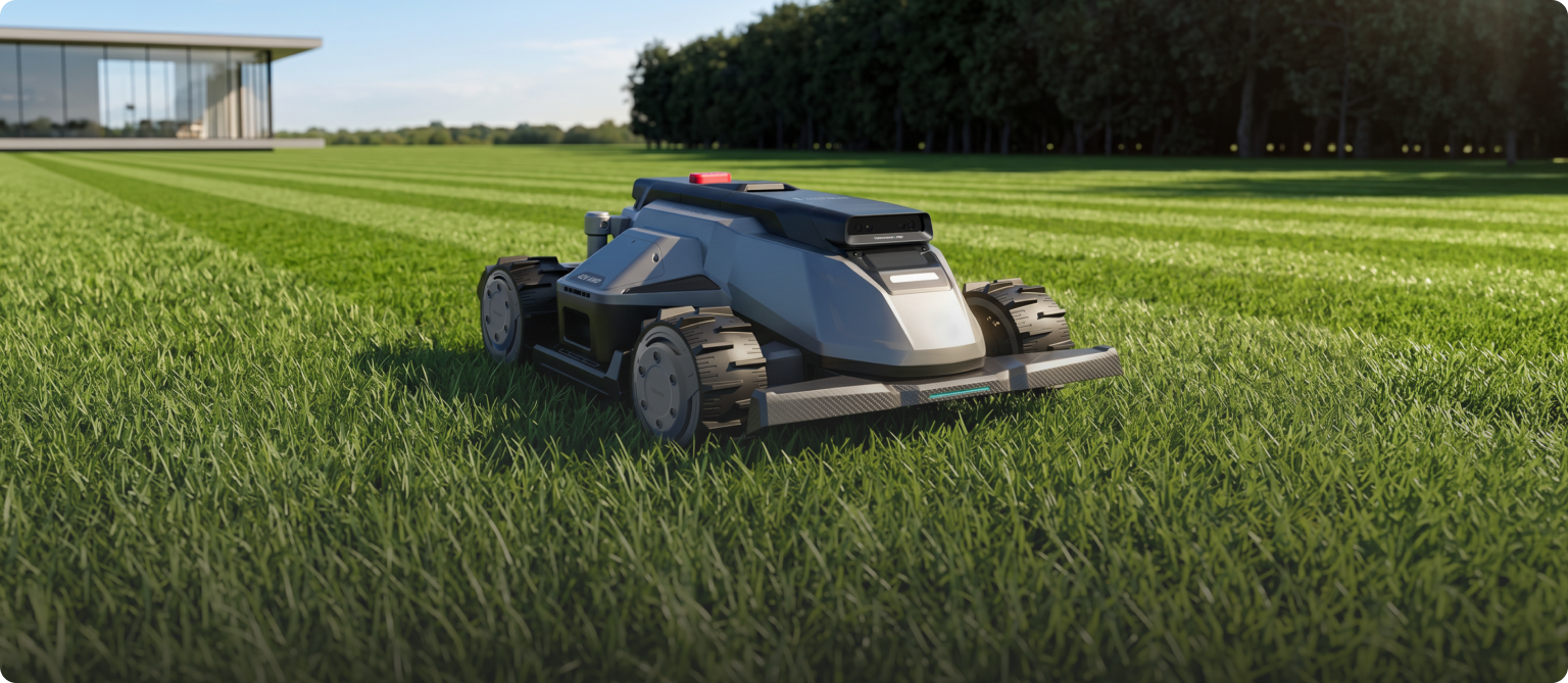 TerraMow X AWD on a large lawn