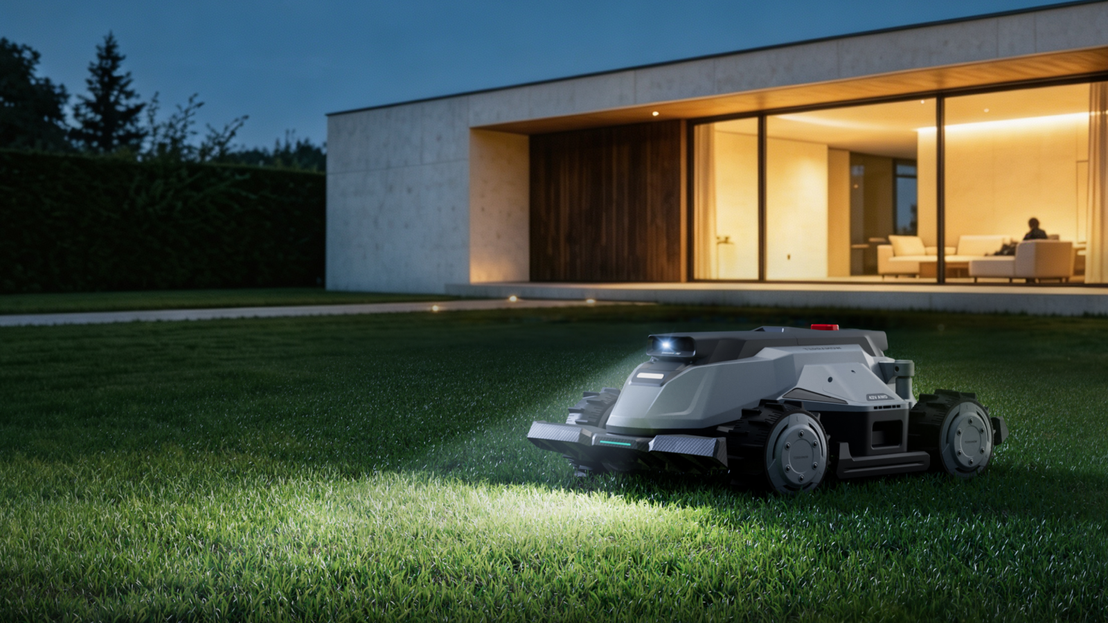 TerraMow X AWD mowing at night